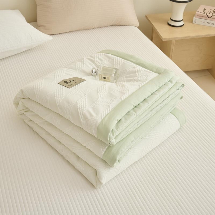 91家纺网 家纺一手货源 找家纺 （总）子由家居 2025新款针织菱形格提花大豆被被子被芯