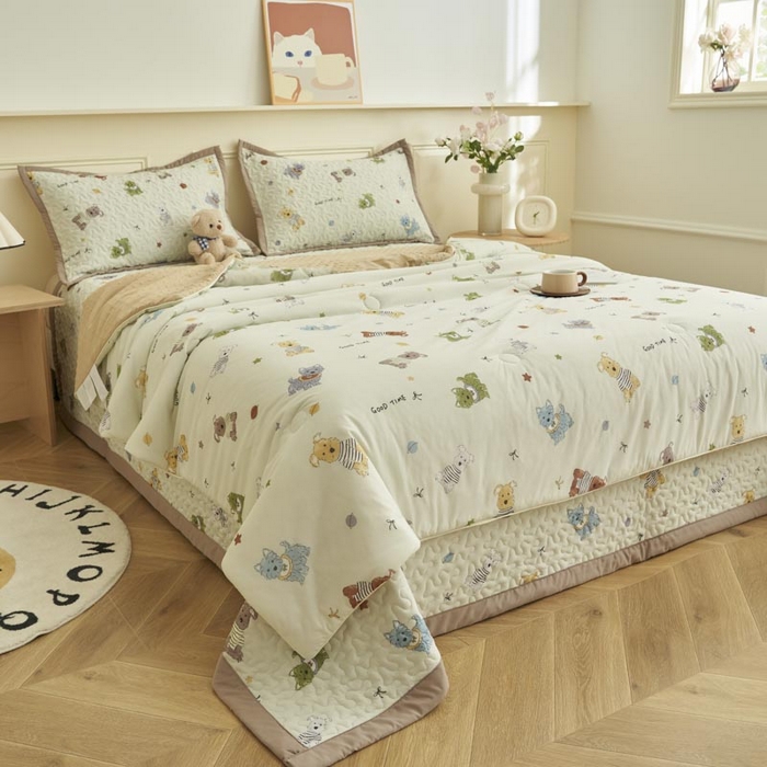 91家纺网 家纺一手货源 找家纺 子由家居 2025新款凉感丝豆豆夏被四件套 凉感豆豆被-旺财