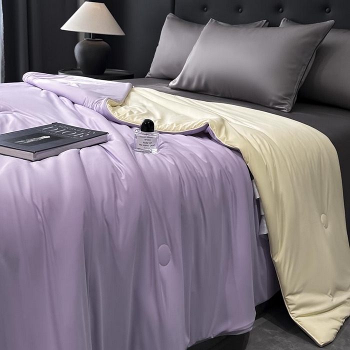 91家纺网 家纺一手货源 找家纺 子由家居 2025新款锦纶凉感大豆纤维夏被被子被芯 即刻凉感-紫色