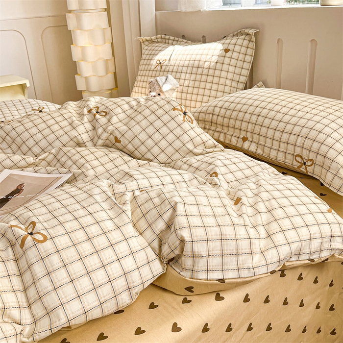 91家纺网 家纺一手货源 找家纺 大吉 2025新款100全棉纯棉喷气小清新被套四件套纯棉三件套床笠四件套单被套单枕套 小欢喜