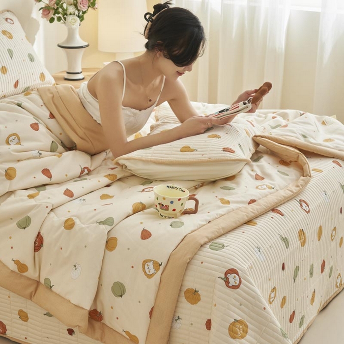 91家纺网 家纺一手货源 找家纺 子由家居 2025新款纯棉新疆棉花被被子被子 棉花被-南瓜