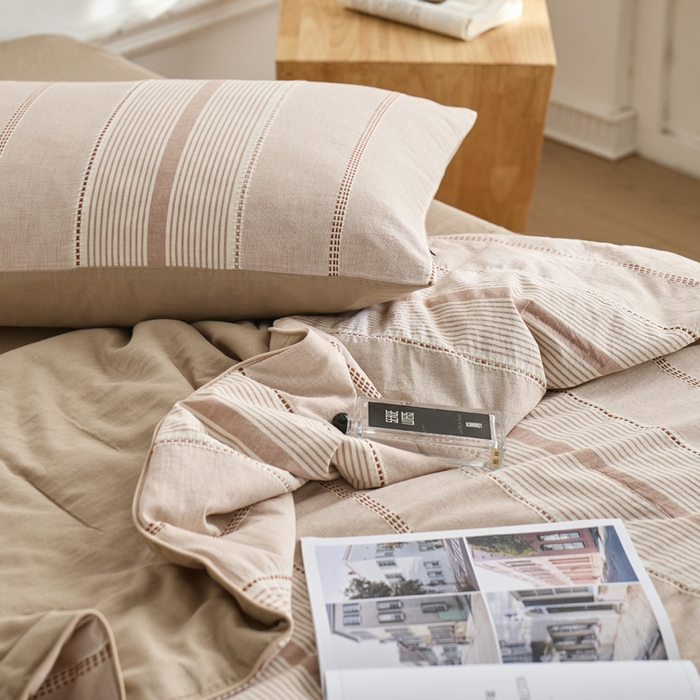 91家纺网 家纺一手货源 找家纺 2025新款原创侘寂系列全棉夏被-夏被四件套 瑞系蜜粉