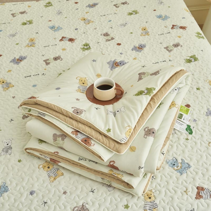 91家纺网 家纺一手货源 找家纺 子由家居 2025新款凉感丝豆豆夏被四件套 凉感豆豆被-旺财