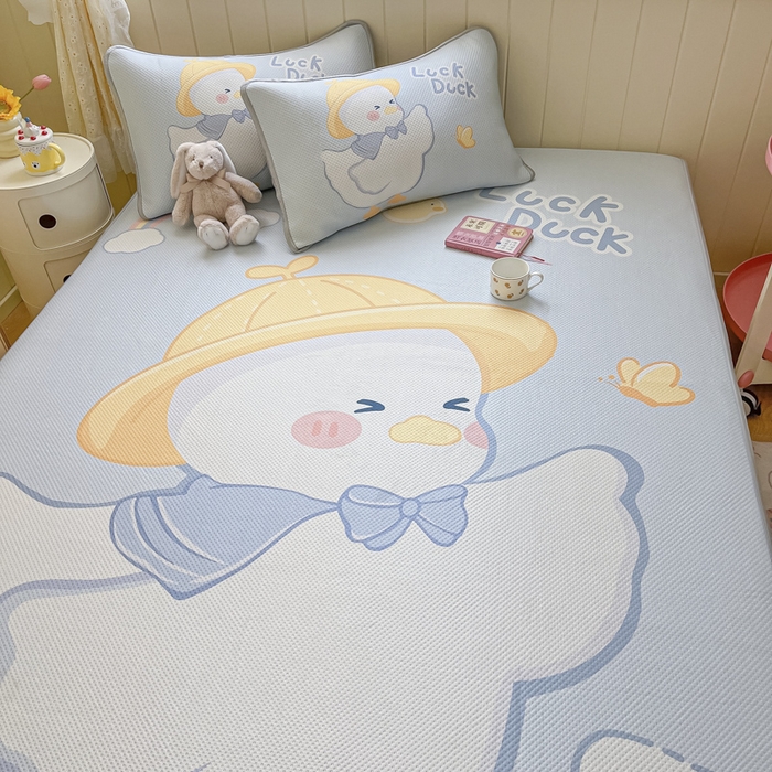 91家纺网 家纺一手货源 找家纺 慕尚家纺 2025新款凉感卡通工艺席 达克鸭