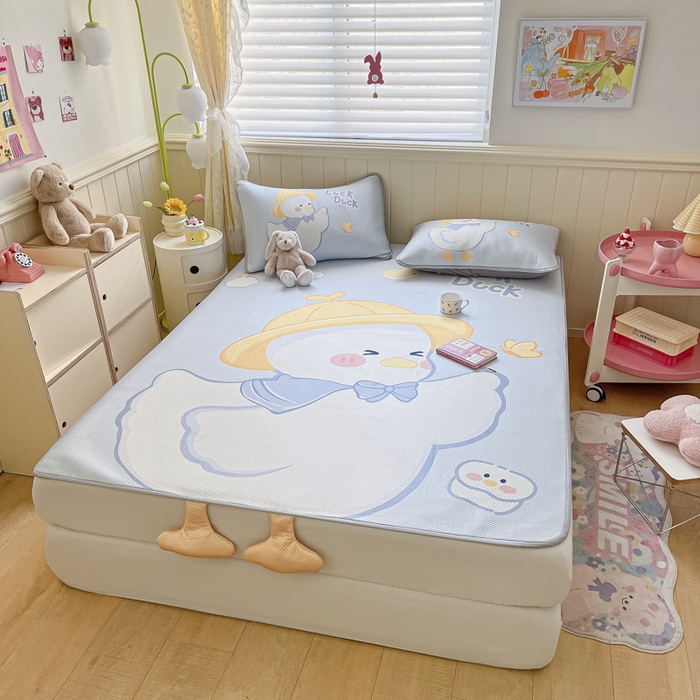 91家纺网 家纺一手货源 找家纺 慕尚家纺 2025新款凉感卡通工艺席 达克鸭