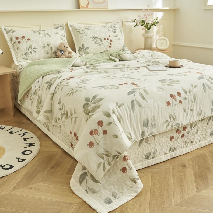 91家纺网 家纺一手货源 找家纺 子由家居 2025新款凉感丝豆豆夏被四件套 凉感豆豆被-硕果累累