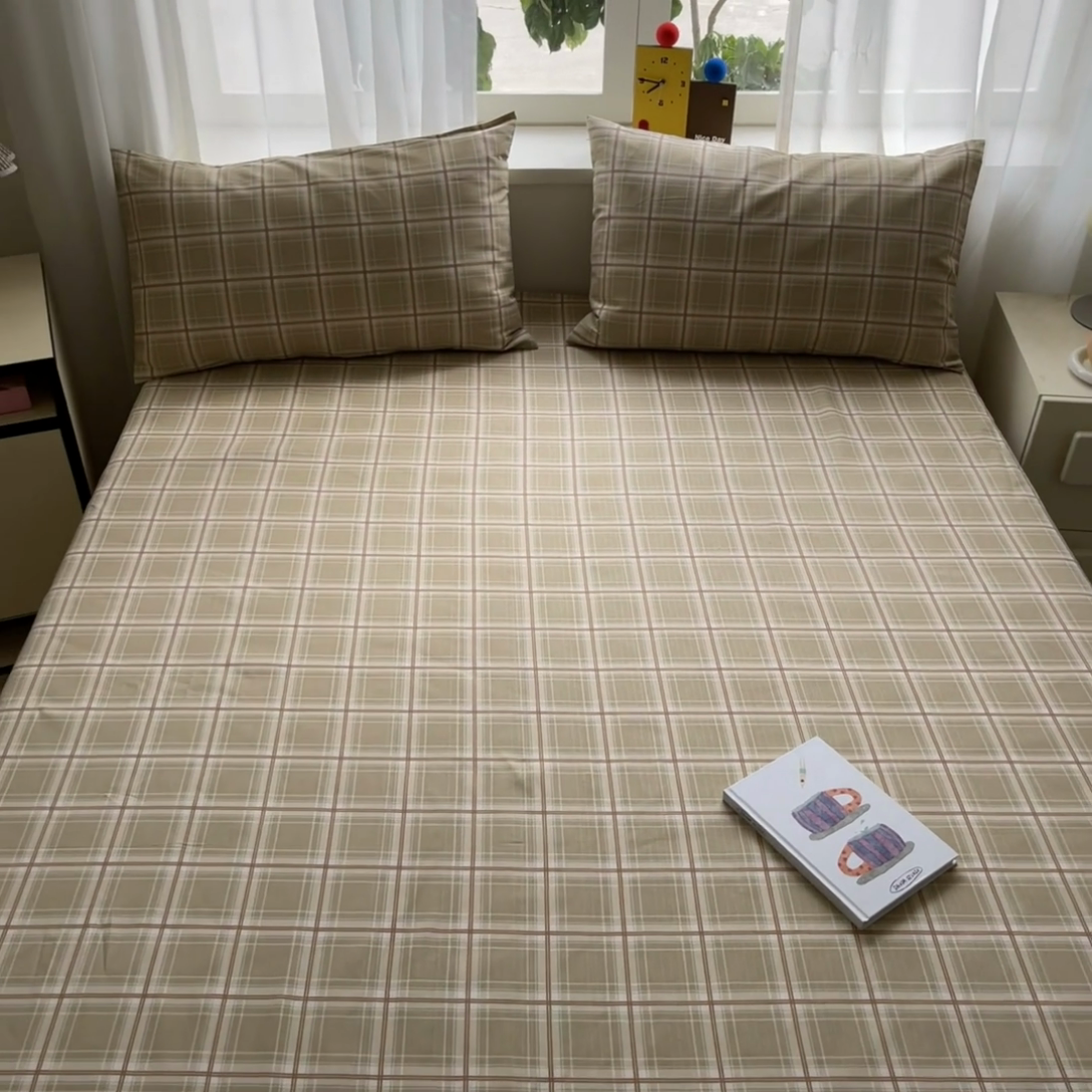 91家纺网 家纺一手货源 找家纺 莱通2025新款原棉老粗布床单 悠悠梦格