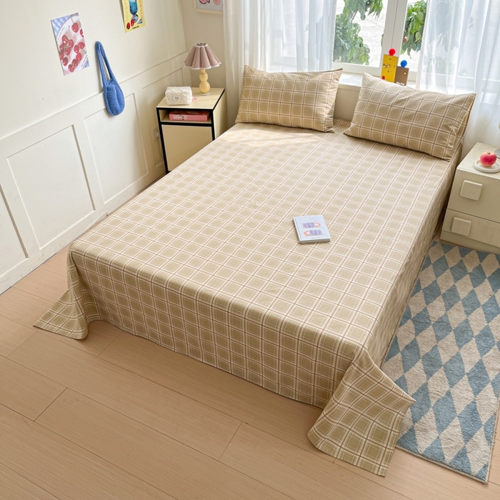 91家纺网 家纺一手货源 找家纺 莱通2025新款原棉老粗布床单 悠悠梦格