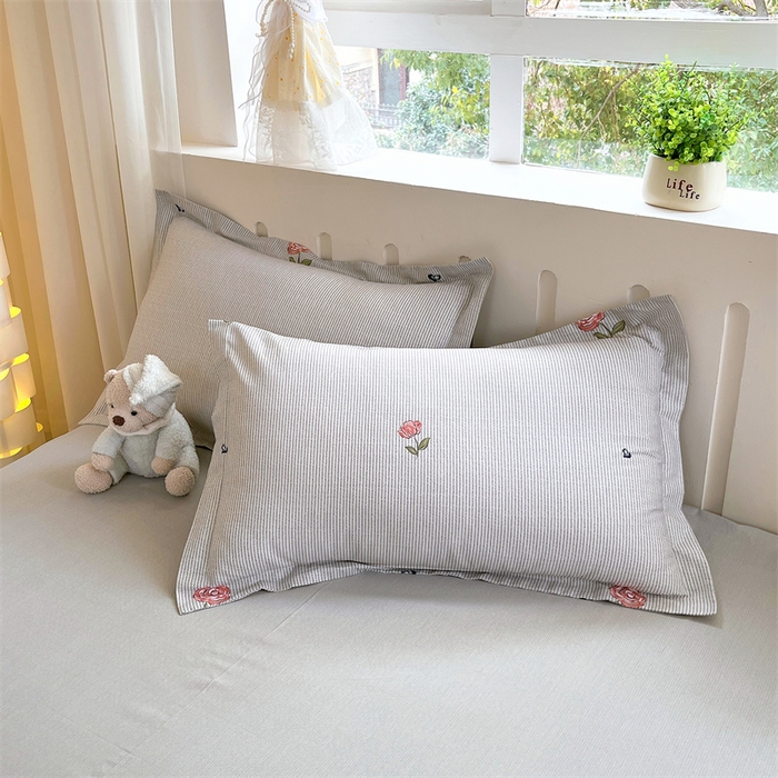 91家纺网 家纺一手货源 找家纺 大吉 2025新款100全棉纯棉喷气小清新被套四件套纯棉三件套床笠四件套单被套单枕套 法南玫瑰