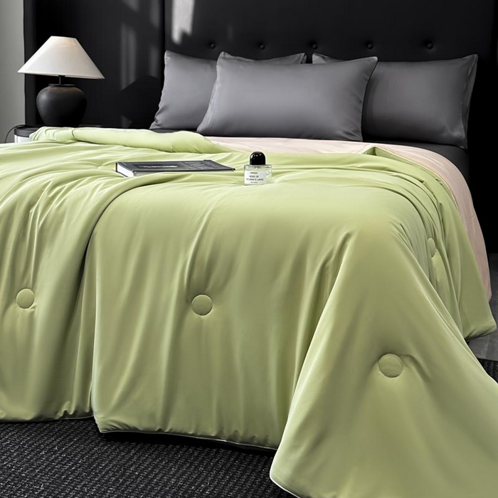 91家纺网 家纺一手货源 找家纺 子由家居 2025新款锦纶凉感大豆纤维夏被被子被芯 即刻凉感-抹绿