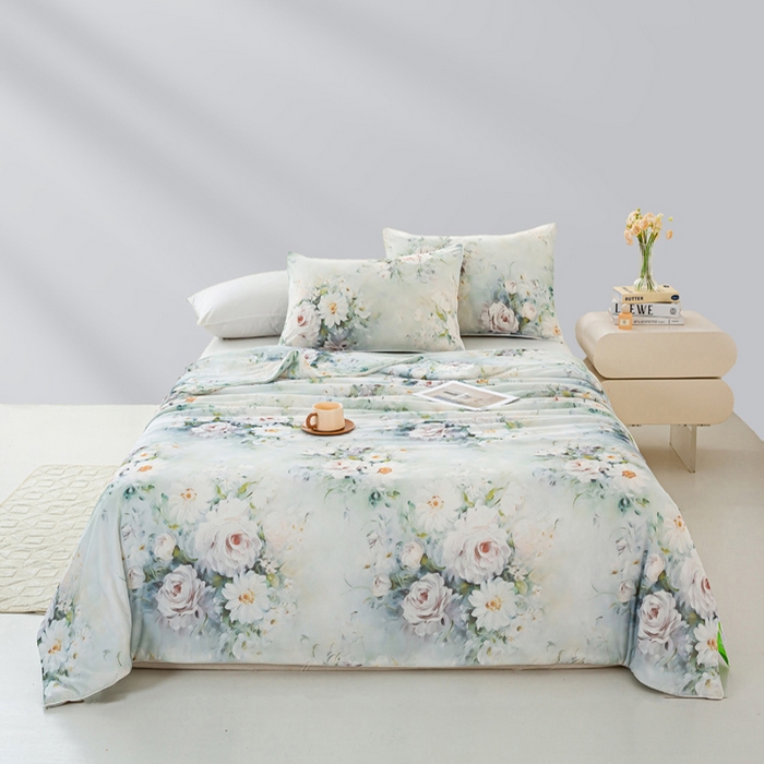 91家纺网 家纺一手货源 找家纺 欧雅搁家纺 2025新款3D数码印花有氨冷感冰激淋凉感丝夏被空调被大豆纤维被子夏凉被 烟雨霓裳