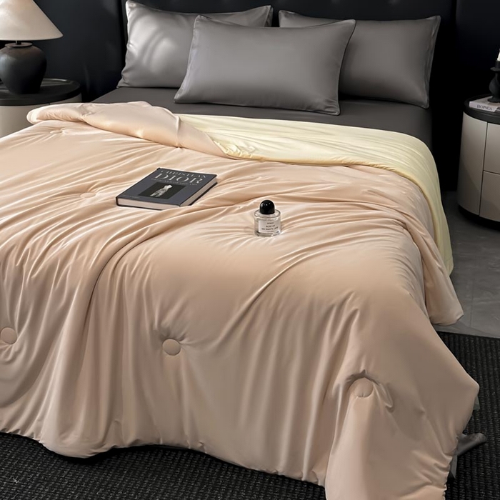 91家纺网 家纺一手货源 找家纺 子由家居 2025新款锦纶凉感大豆纤维夏被被子被芯 即刻凉感-浅玉