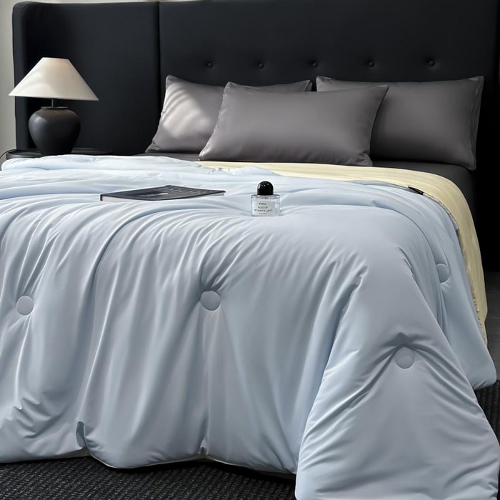 91家纺网 家纺一手货源 找家纺 子由家居 2025新款锦纶凉感大豆纤维夏被被子被芯 即刻凉感-天蓝