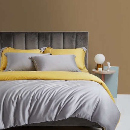 91家纺网 家纺一手货源 找家纺 （总）于果 2025新款简约双拼兰精天丝四件套