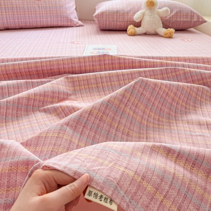 91家纺网 家纺一手货源 找家纺 莱通2025新款原棉老粗布床单 格境