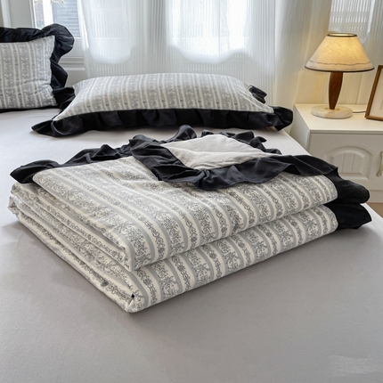 首尔家纺 2025新款双层纱夏被系列 条纹时尚