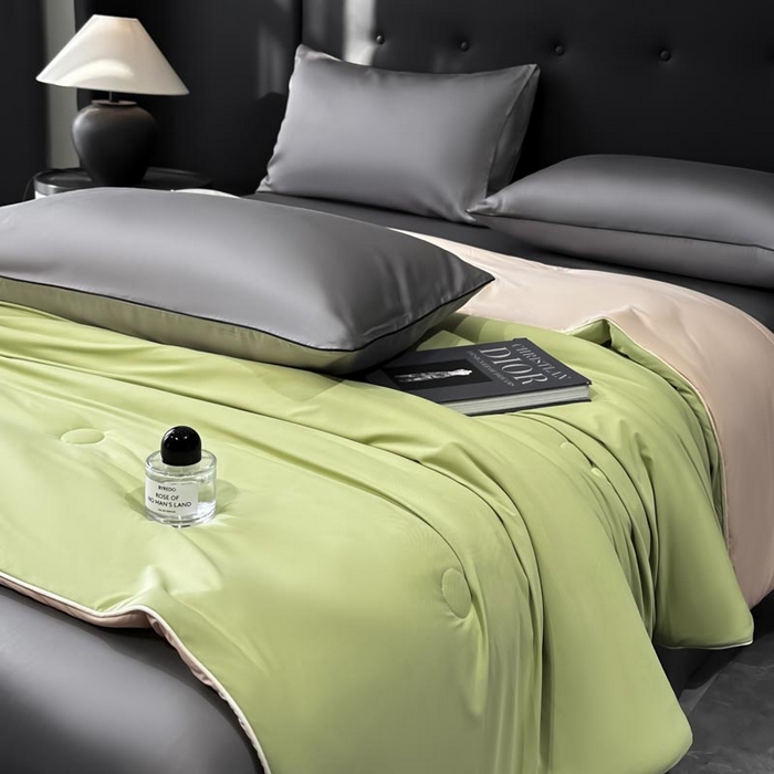 91家纺网 家纺一手货源 找家纺 子由家居 2025新款锦纶凉感大豆纤维夏被被子被芯 即刻凉感-抹绿