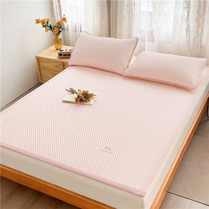 91家纺网 家纺一手货源 找家纺 喜居 2025新款无印风豆豆席宽边平席冰豆豆凉豆豆凉席 浅妃粉