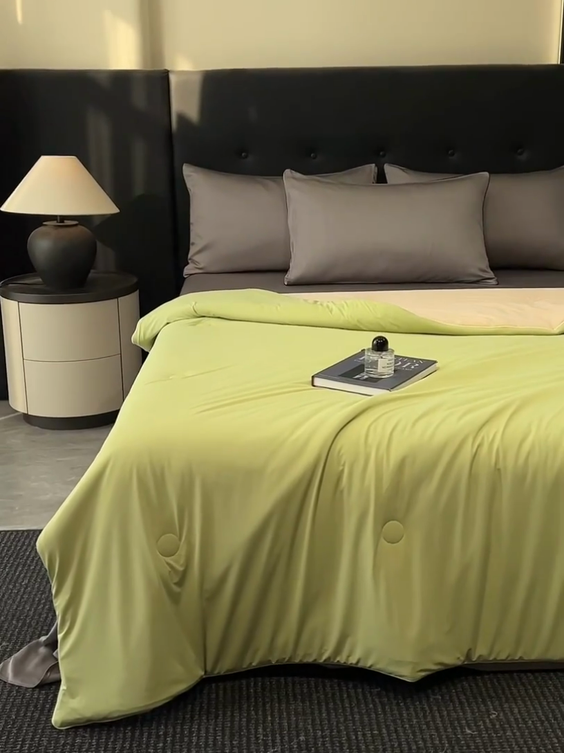 91家纺网 家纺一手货源 找家纺 子由家居 2025新款锦纶凉感大豆纤维夏被被子被芯 即刻凉感-抹绿