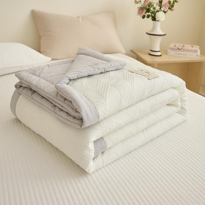 91家纺网 家纺一手货源 找家纺 子由家居 2025新款针织菱形格提花大豆被被子被芯 菱形格-浅灰