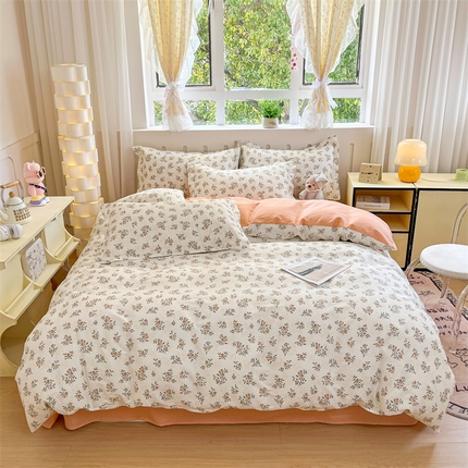 大吉 2025新款100全棉纯棉喷气小清新被套四件套纯棉三件套床笠四件套单被套单枕套 初夏