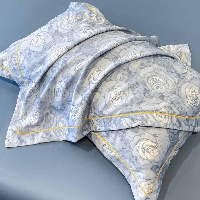 91家纺网 家纺一手货源 找家纺 绘萱2025爆款直播印花水洗天丝夏被四件套凉感水洗真丝冰丝夏凉被空调被香奈-蓝