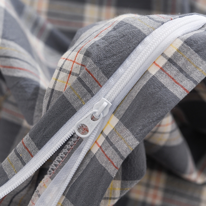 91家纺网 家纺一手货源 找家纺 润淳家居 2025新款A类全棉水洗棉四件套三件套 莱卡灰 小格