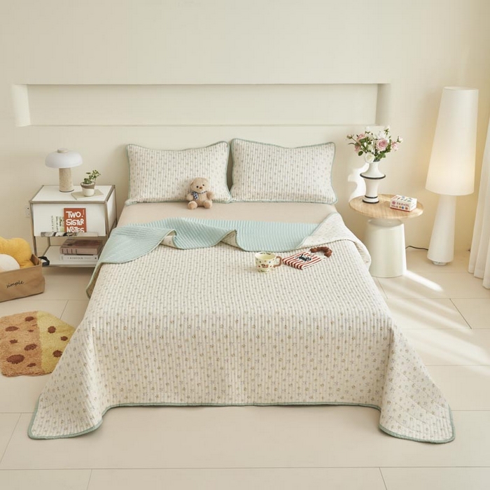 91家纺网 家纺一手货源 找家纺 子由家居 2025新款纯棉印花夹棉床盖 棉花被-花艺