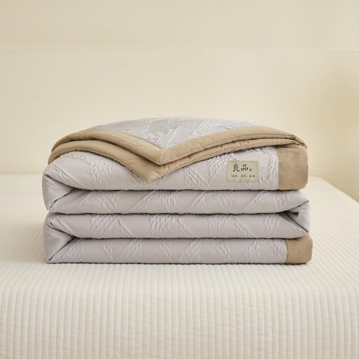 91家纺网 家纺一手货源 找家纺 子由家居 2025新款针织菱形格提花大豆被被子被芯 菱形格-驼色