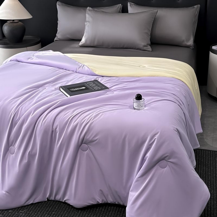 91家纺网 家纺一手货源 找家纺 子由家居 2025新款锦纶凉感大豆纤维夏被被子被芯 即刻凉感-紫色