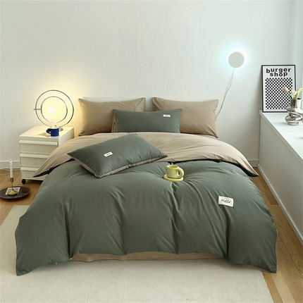 91家纺网 家纺一手货源 找家纺 （总）798家纺 2025新款全棉13070纯色双拼系列四件套场景二