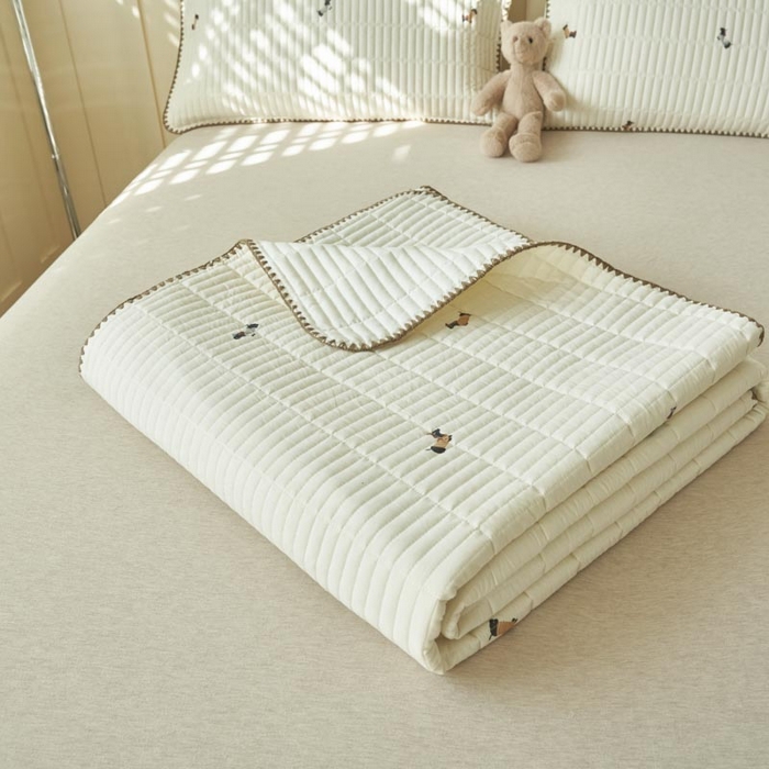 91家纺网 家纺一手货源 找家纺 子由家居 2025新款水洗邹邹纱小清新床盖 床盖-腊肠狗