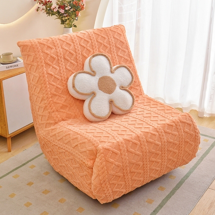 91家纺网 家纺一手货源 找家纺 启博家纺 2025新款提花绒功能款毛毛虫沙发套 橙色