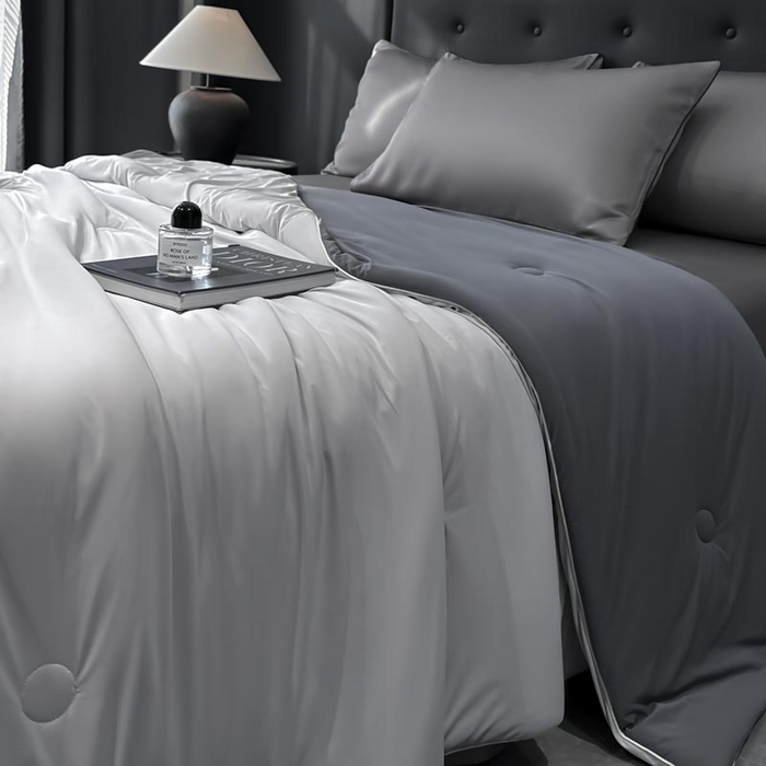 91家纺网 家纺一手货源 找家纺 子由家居 2025新款锦纶凉感大豆纤维夏被被子被芯 即刻凉感-浅灰