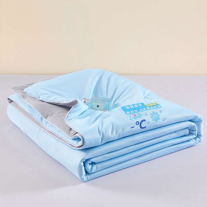 91家纺网 家纺一手货源 找家纺 优布加2025新款亲肤舒适凉感丝夏被夏凉被空调被 冰凉蓝灰