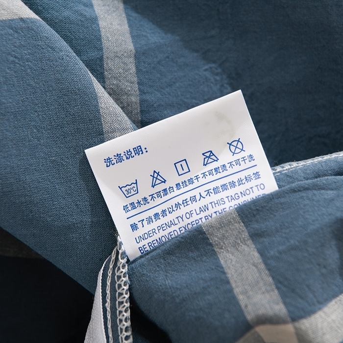 91家纺网 家纺一手货源 找家纺 润淳家居 2025新款A类全棉水洗棉四件套三件套 马卡龙 大格灰