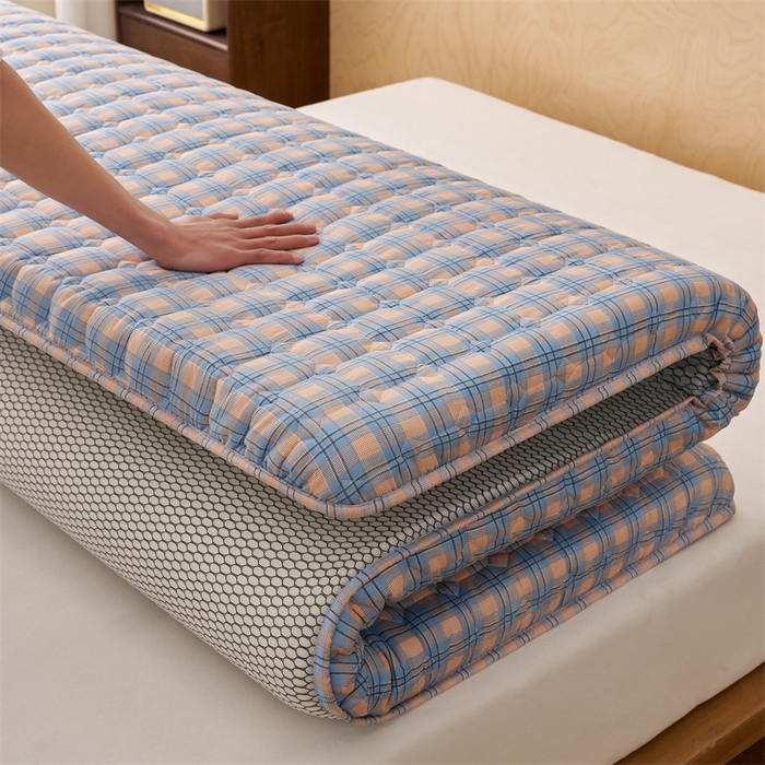 91家纺网 家纺一手货源 找家纺 艺博床垫 2025新款水洗棉棉花床垫成人款 简兮蓝