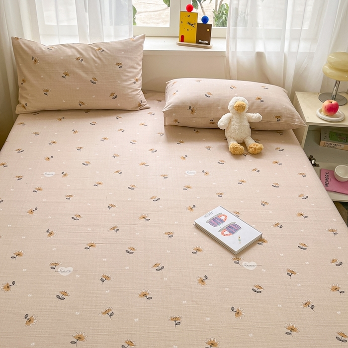 91家纺网 家纺一手货源 找家纺 莱通2025新款原棉老粗布床单 花心浪漫