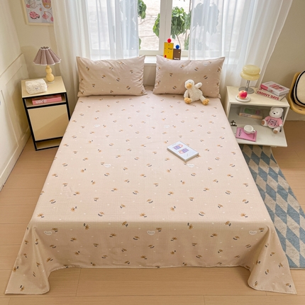 91家纺网 家纺一手货源 找家纺 （总）莱通2025新款原棉老粗布床单凉席床单枕套三件套【商家提供买家秀 】