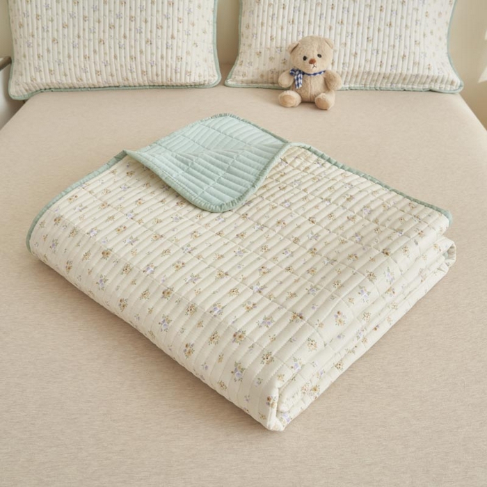 91家纺网 家纺一手货源 找家纺 子由家居 2025新款纯棉印花夹棉床盖 棉花被-花艺