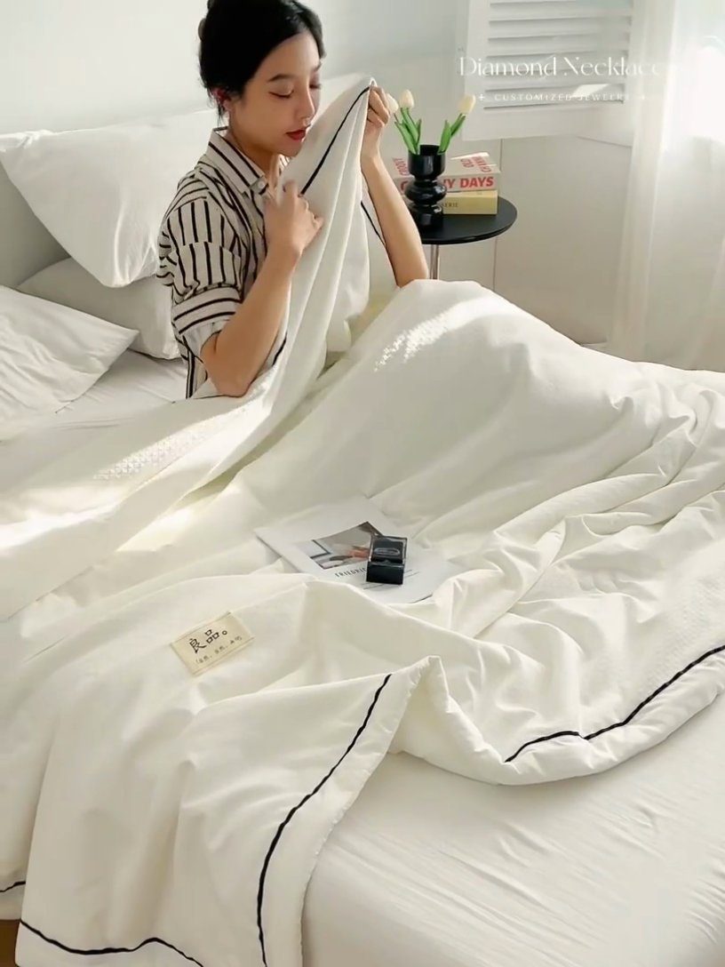 91家纺网 家纺一手货源 找家纺 子由家居 2025新款雪花棉提花大豆被被子被芯 雪花棉-本白