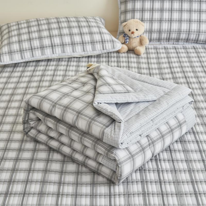 91家纺网 家纺一手货源 找家纺 子由家居 2025新款纯棉新疆棉花被被子被子 棉花被-灰色格