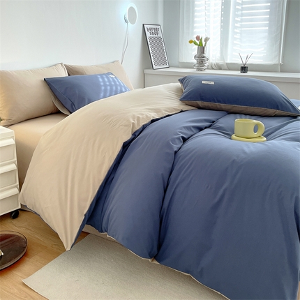 91家纺网 家纺一手货源 找家纺 （总）798家纺 2025新款全棉13070纯色双拼系列单被套场景二