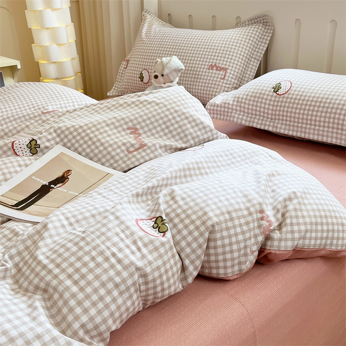 91家纺网 家纺一手货源 找家纺 大吉 2025新款100全棉纯棉喷气小清新被套四件套纯棉三件套床笠四件套单被套单枕套 小莓好