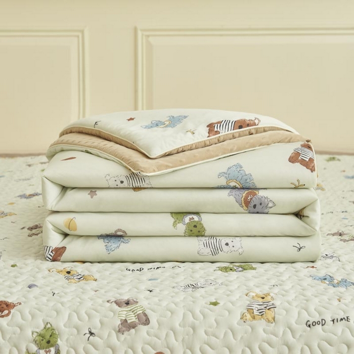 91家纺网 家纺一手货源 找家纺 子由家居 2025新款凉感丝豆豆夏被四件套 凉感豆豆被-旺财