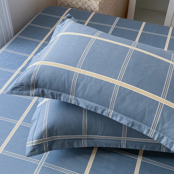 91家纺网 家纺一手货源 找家纺 凌云2025新款13372A类全棉床笠    绅士蓝