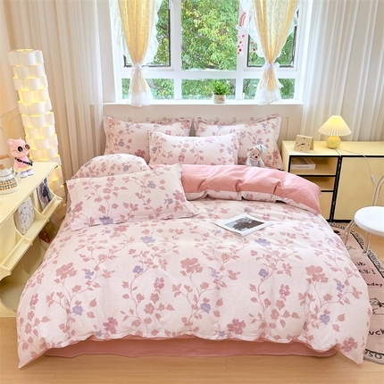 91家纺网 家纺一手货源 找家纺 （总）大吉 2025新款100全棉纯棉喷气小清新被套四件套纯棉三件套床笠四件套单被套单枕套