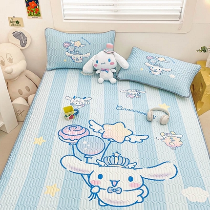 91家纺网 家纺一手货源 找家纺 米帛家纺2025新款大版三丽鸥乳胶凉席-绑带款 气球玉桂狗