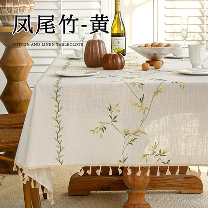 91家纺网 家纺一手货源 找家纺 （总）南通大梧纺织 2025新款植物系绣花桌布（防水）