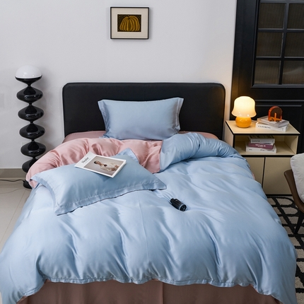 91家纺网 家纺一手货源 找家纺 （总）于果 2025新款简约双拼兰精天丝四件套